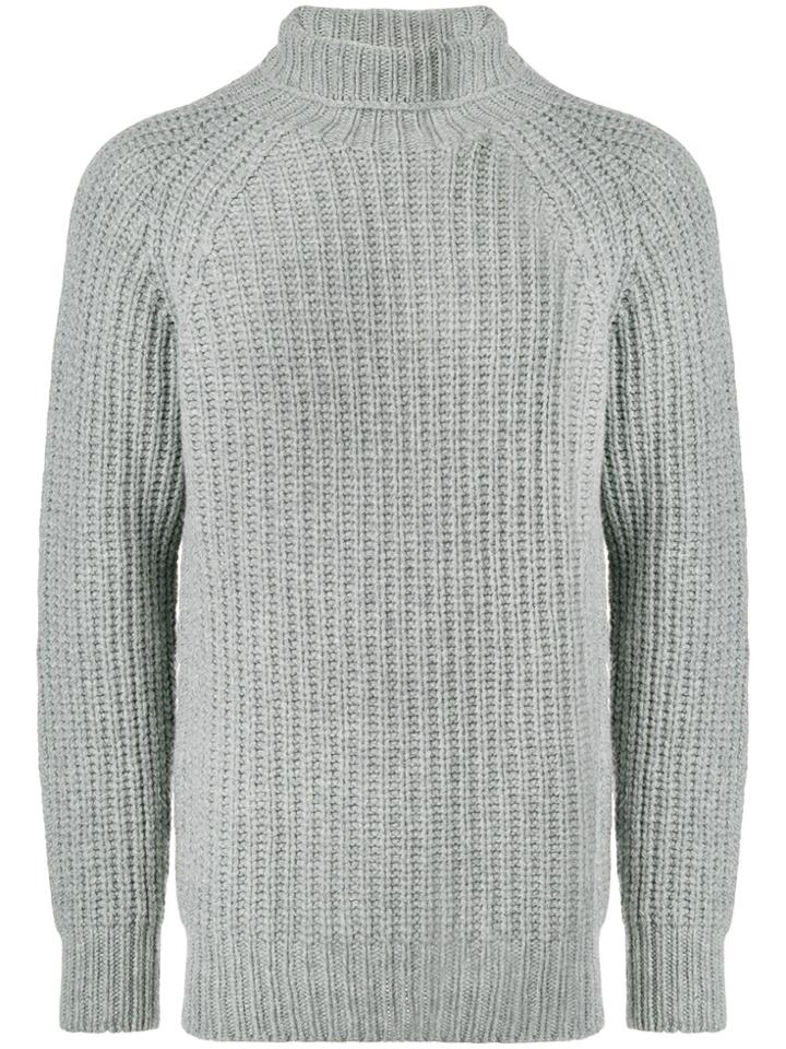 Officine Generale Rib Stitch Turtleneck Sweater - Grey