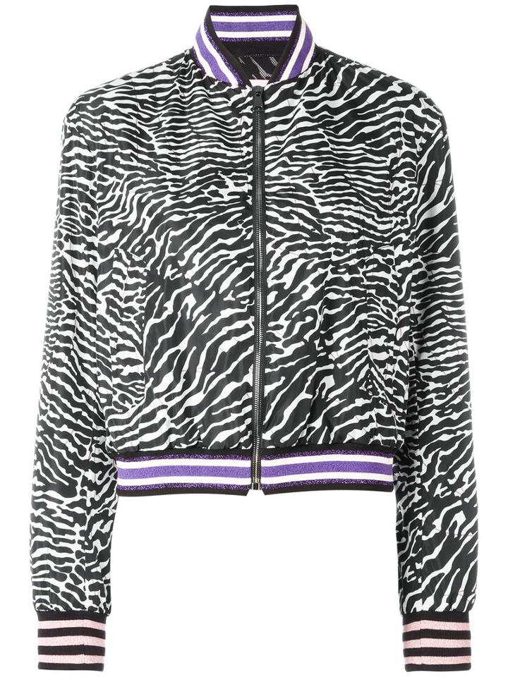 Giamba - Zebra Pattern Bomber Jacket - Women - Cotton/polyamide/polyester/polyimide - 44, Black, Cotton/polyamide/polyester/polyimide