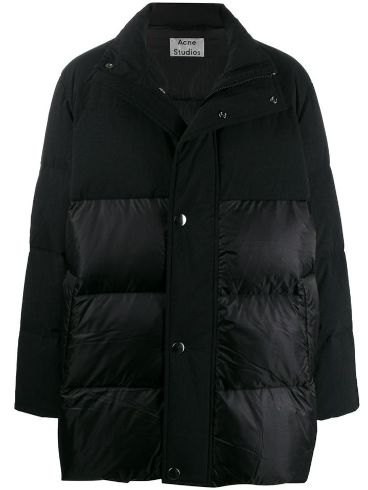 Acne Studios Contrast Panels Hooded Coat - Black