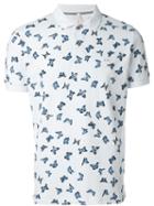 Sun 68 Butterfly Print Polo Shirt, Men's, Size: L, White, Cotton/spandex/elastane