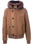 Padded Hooded Jacket, Men's, Size: 50, Brown, Rabbit Fur/cotton, Yves Salomon Homme