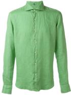 Fay Lightweight Button Down Shirt, Men's, Size: 41, Green, Linen/flax