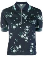 Kenzo Floral Print Zipped T-shirt - Blue