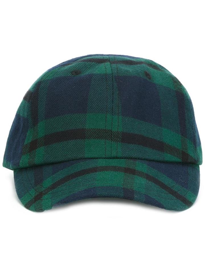 Edwin Plaid Print Cap, Men's, Green, Cotton