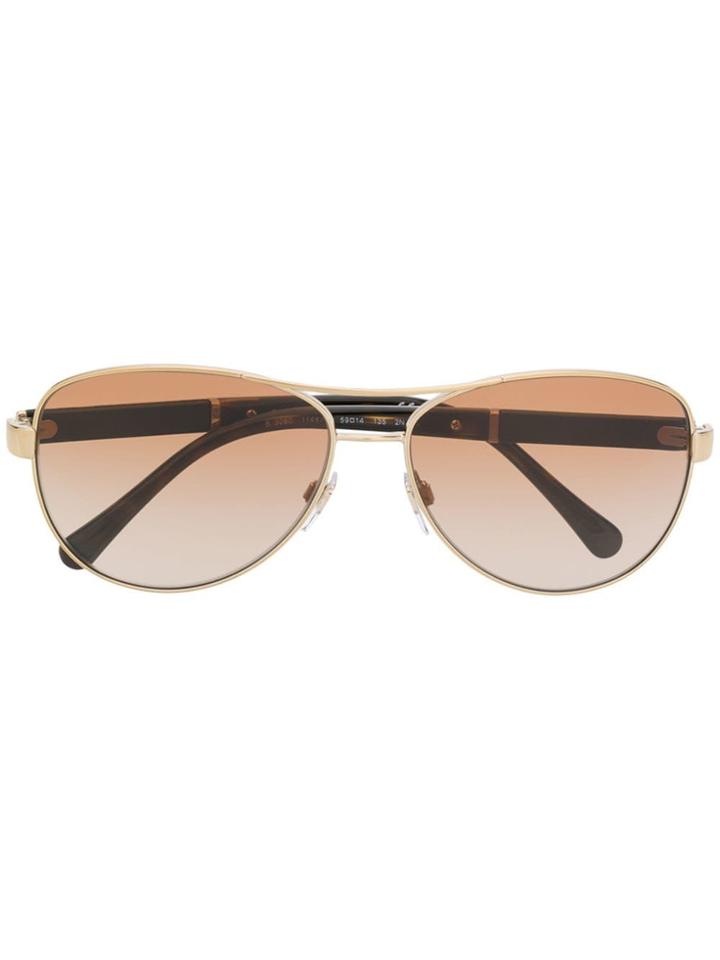 Burberry Eyewear Check Print Sunglasses - Gold