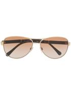 Burberry Eyewear Check Print Sunglasses - Gold