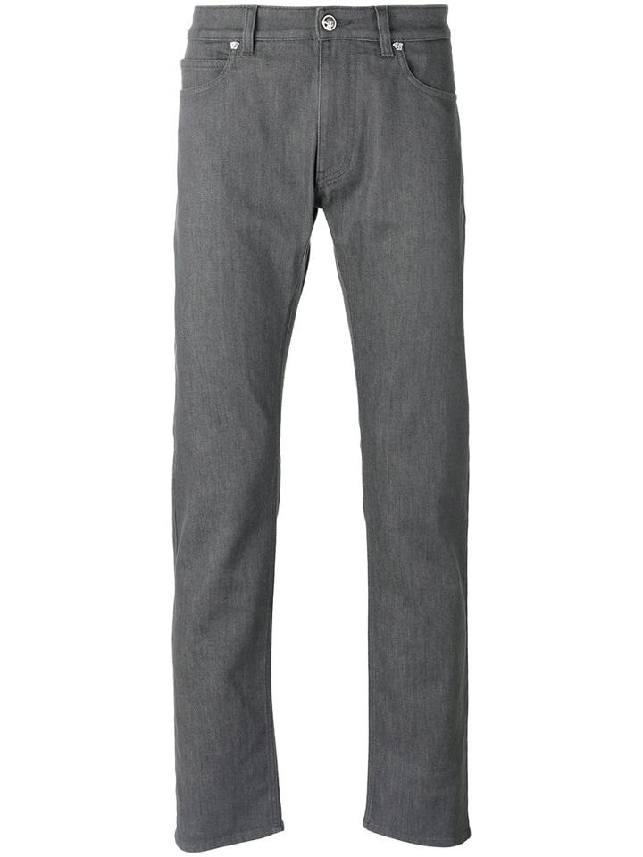 Versace Embroidered Jeans, Men's, Size: 32, Grey, Cotton/spandex/elastane/polyester/lamb Skin