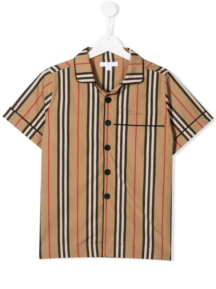 Burberry Kids Teen Icon Stripe Shirt - Brown