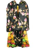 Richard Quinn Floral Print Oversized High Low Dress - Black