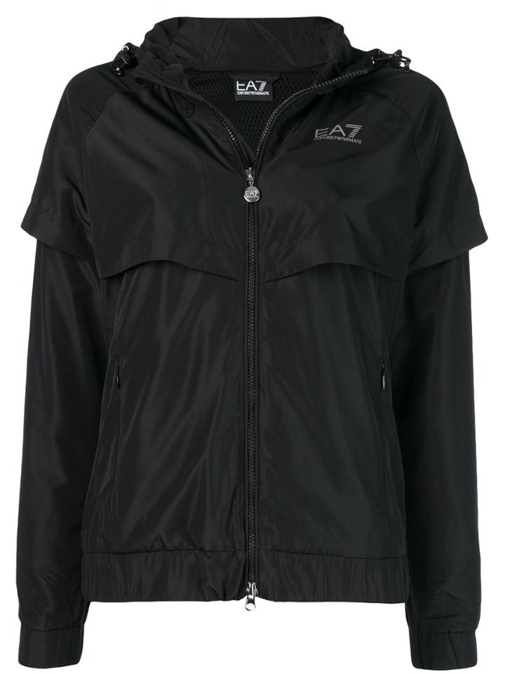 Ea7 Emporio Armani Side Logo Zipped Parka - Black