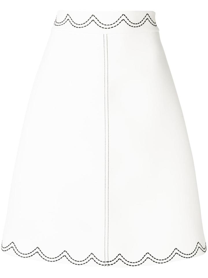 Red Valentino Scallop Stitched Skirt - White
