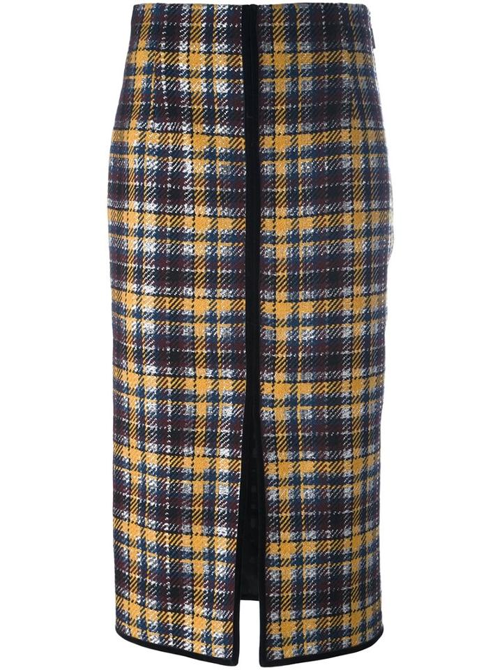 Msgm Checked Skirt, Women's, Size: 42, Yellow/orange, Polyamide/polyester/wool