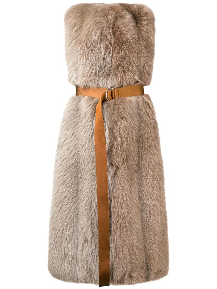 Blancha Belted Fur Gilet - Neutrals