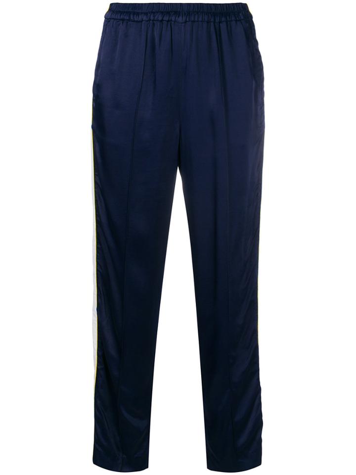 Bellerose Cropped Side-stripe Trousers - Blue