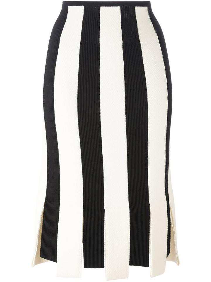 Salvatore Ferragamo Striped Skirt, Women's, Size: Medium, Black, Virgin Wool
