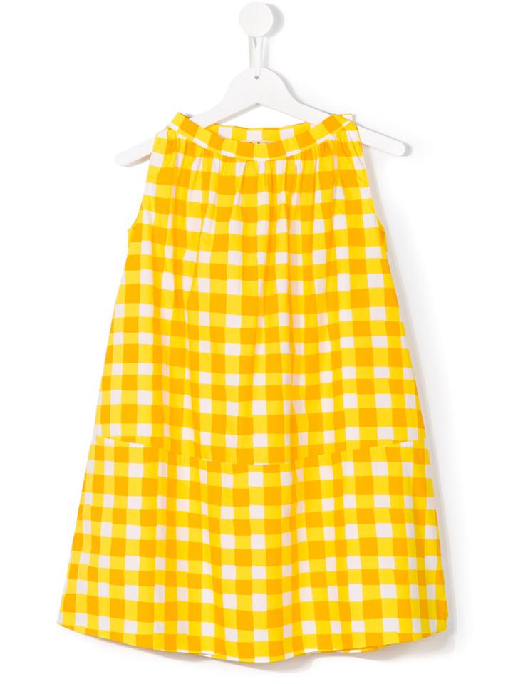 Marni Kids Sleeveless Checked Dress, Girl's, Size: 12 Yrs, Yellow/orange
