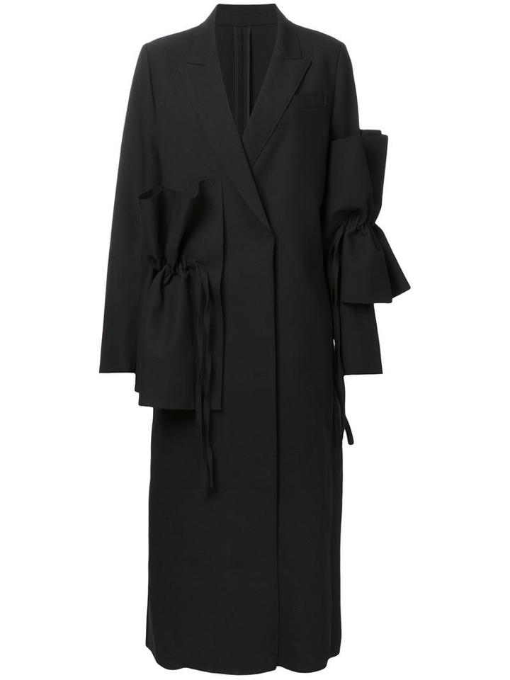 Msgm Ruched Detailing Coat, Women's, Size: 48, Black, Polyester/spandex/elastane/viscose