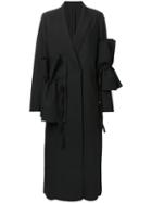 Msgm Ruched Detailing Coat, Women's, Size: 48, Black, Polyester/spandex/elastane/viscose