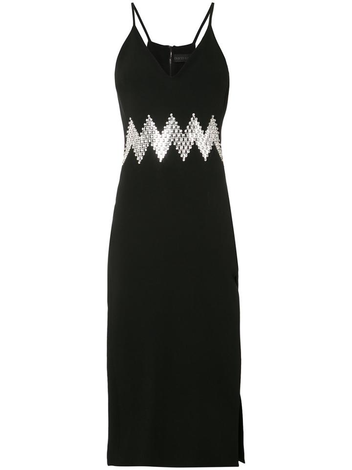 David Koma Zig Zag Dress, Women's, Size: 12, Black, Acetate/spandex/elastane/viscose