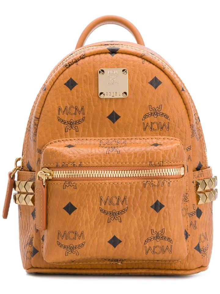 Mcm Logo-print Backpack - Brown