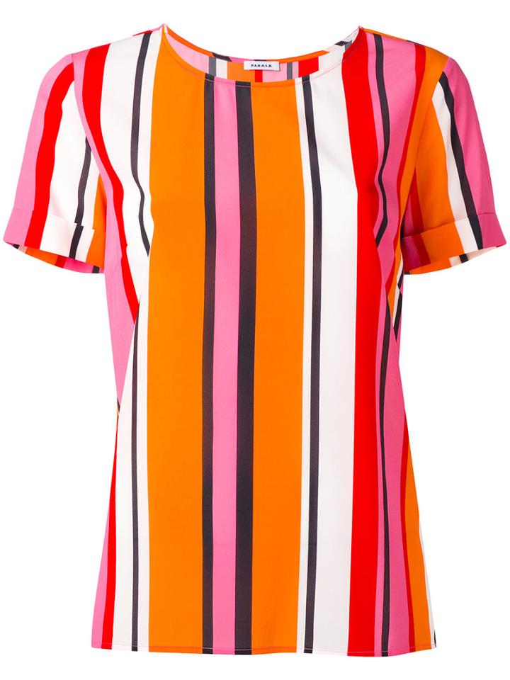 P.a.r.o.s.h. - Striped Blouse - Women - Silk/spandex/elastane - M, Yellow/orange, Silk/spandex/elastane