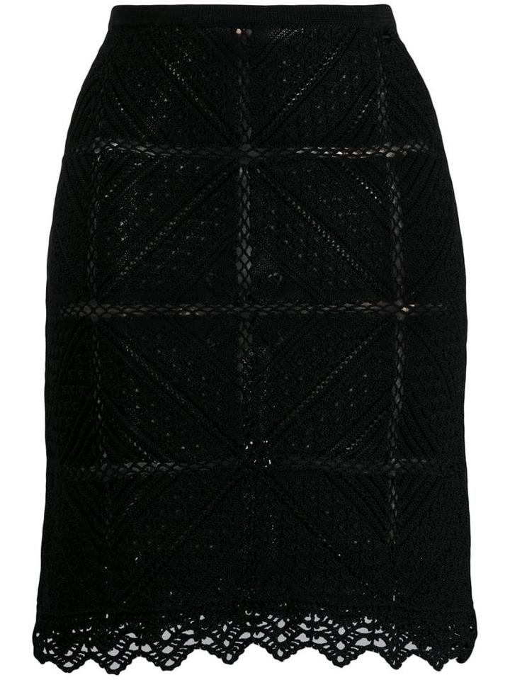 Chanel Pre-owned 2004's Geometric-shaped Crochet Skirt - Black