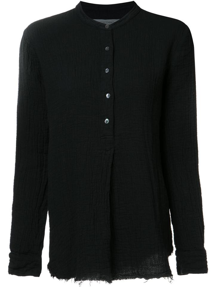 Raquel Allegra - Band Collar Shirt - Women - Cotton - L, Black, Cotton