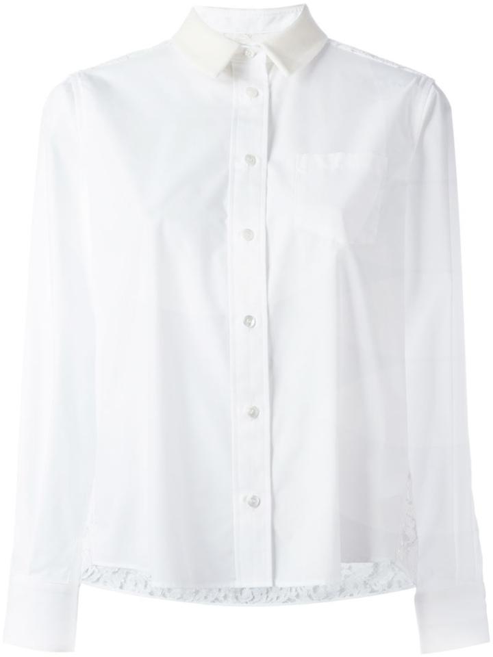 Sacai Lace Insert Shirt, Women's, Size: 2, White, Polyester/cotton/rayon/nylon