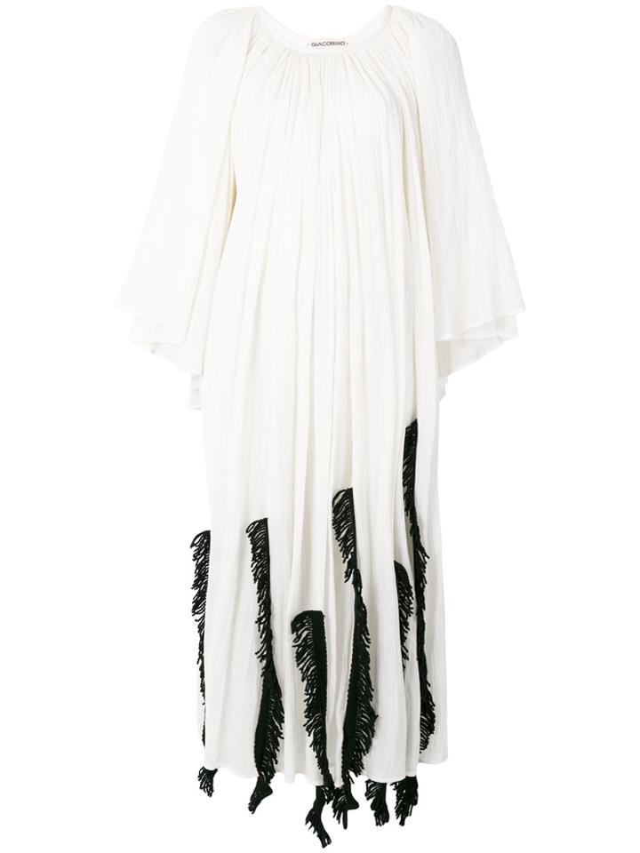 Giacobino Fringed Long Kaftan Dress - White