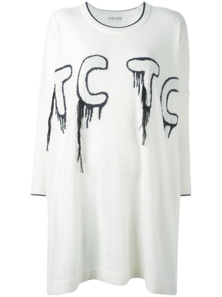 Tsumori Chisato Logo Jumper, Women's, Size: 3, White, Nylon/polyester/lyocell/wool