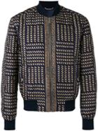 Versace Tribal Medusa Print Bomber Jacket, Men's, Size: 50, Blue, Cotton/silk/acrylic/spandex/elastane