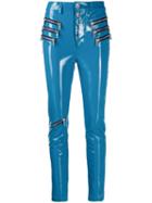Unravel Project Triple Zip Latex Trousers - Blue