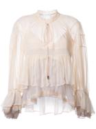 Chloé - Colour Block Tiered Top - Women - Silk/cotton/polyester - 38, Women's, Nude/neutrals, Silk/cotton/polyester