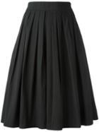 Blumarine Pleated A-line Skirt, Women's, Size: 44, Black, Cotton/polyamide/spandex/elastane