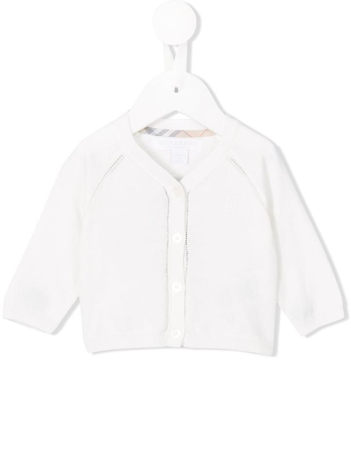 Burberry Kids - V-neck Cardigan - Kids - Cotton - 6 Mth, White