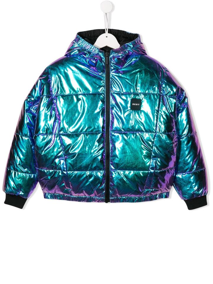 Dkny Kids Iridescent Reversible Padded Jacket - Blue