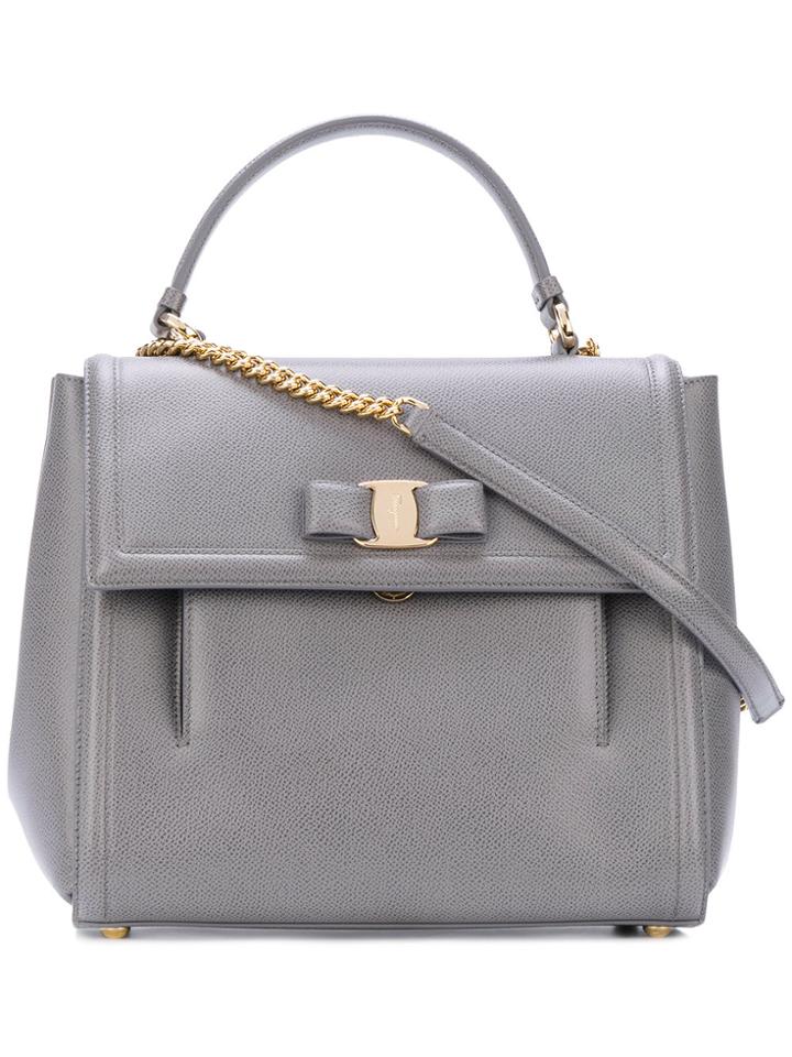 Salvatore Ferragamo Medium Vara Top Handle Bag - Grey