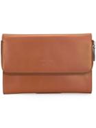Giorgio Armani Clutch Bag, Men's, Brown, Calf Leather/polyester