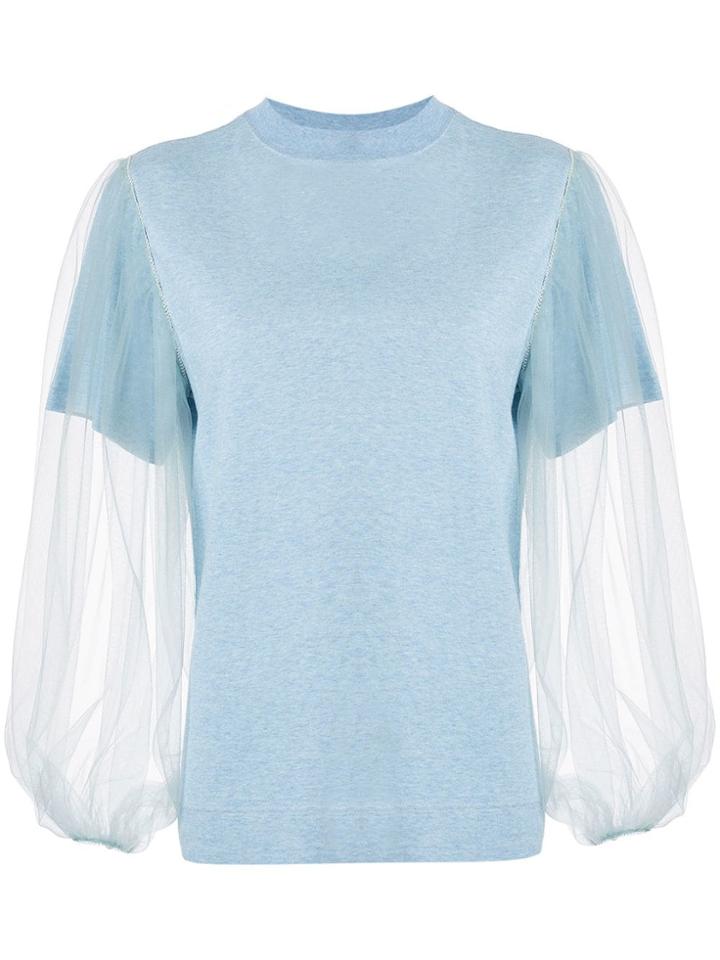 Tu Es Mon Trésor Tulle Sleeved T-shirt - Blue
