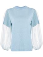 Tu Es Mon Trésor Tulle Sleeved T-shirt - Blue
