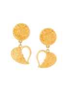 Yves Saint Laurent Vintage Broken Heart Clip-on Earrings, Women's, Yellow/orange