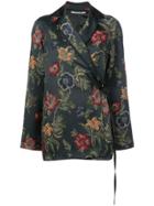 Rosetta Getty Floral Embroidered Wrap Blazer - Black