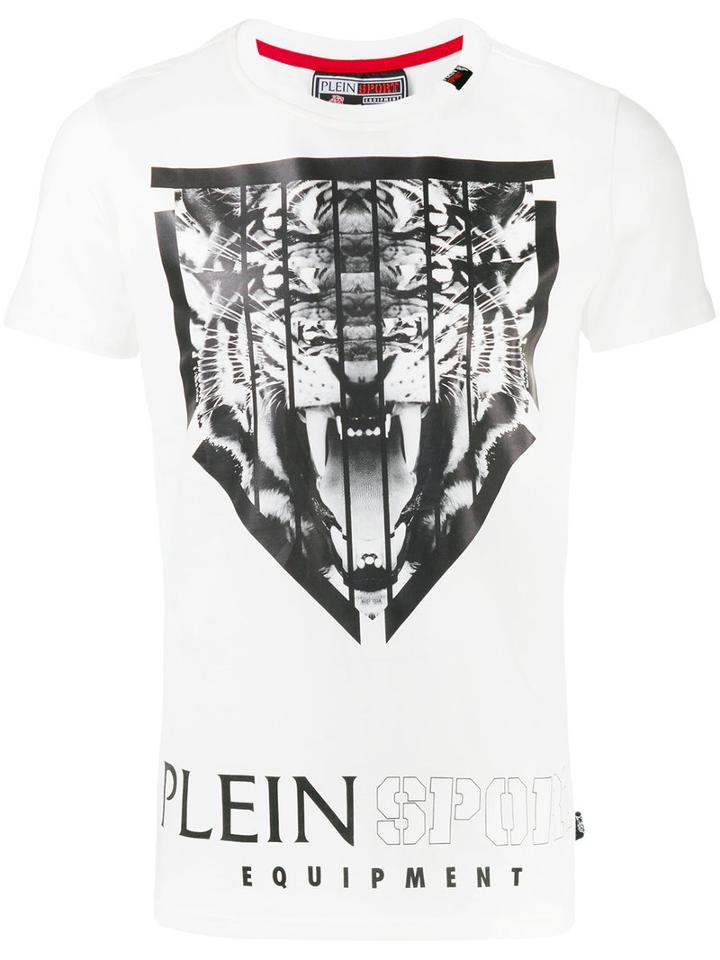 Plein Sport Tiger Print T-shirt, Men's, Size: Small, White