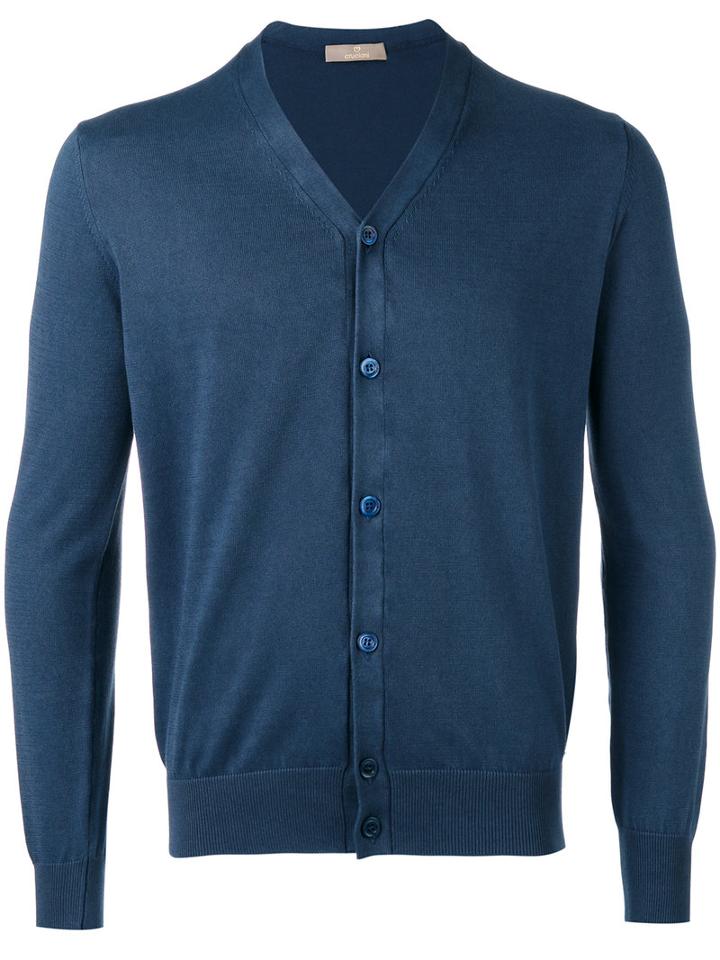 Cruciani - Classic V-neck Cardigan - Men - Cotton - 48, Blue, Cotton