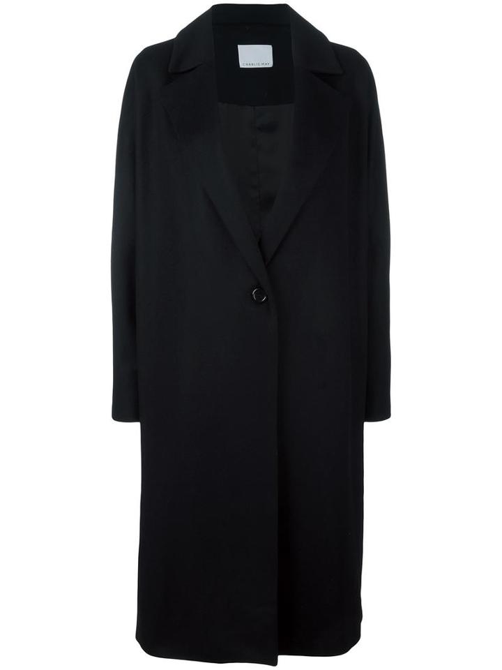 Charlie May Oversized Kimono Coat, Women's, Size: 6, Black, Virgin Wool/nylon/cashmere/cotton