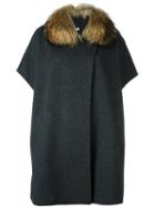 P.a.r.o.s.h. Fur Collar Cape, Women's, Size: Small, Grey, Polyester/wool/marmot Fur
