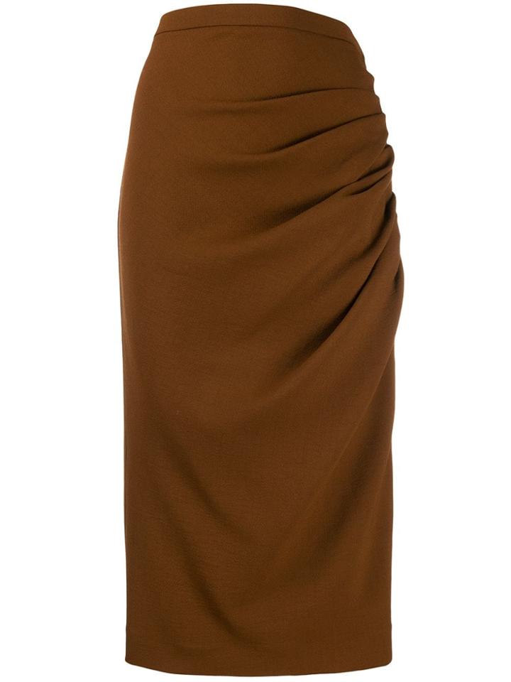 Rochas Ruched Mid-length Skirt - Brown