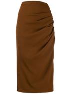 Rochas Ruched Mid-length Skirt - Brown