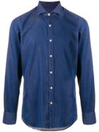Canali Fitted Denim Shirt - Blue
