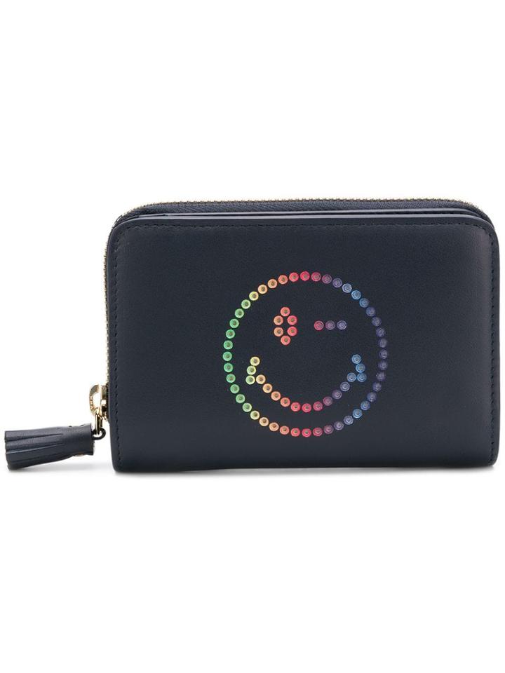 Anya Hindmarch Compact Wallet Rainbow Wink In Marine Circus - Blue